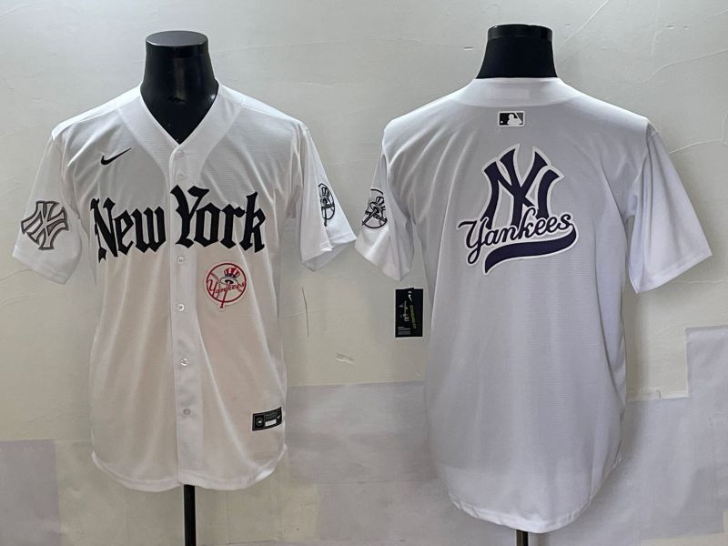 Men 2025 New York Yankees Blank White Five generations Joint Name Nike MLB Jersey style 67->new york yankees->MLB Jersey